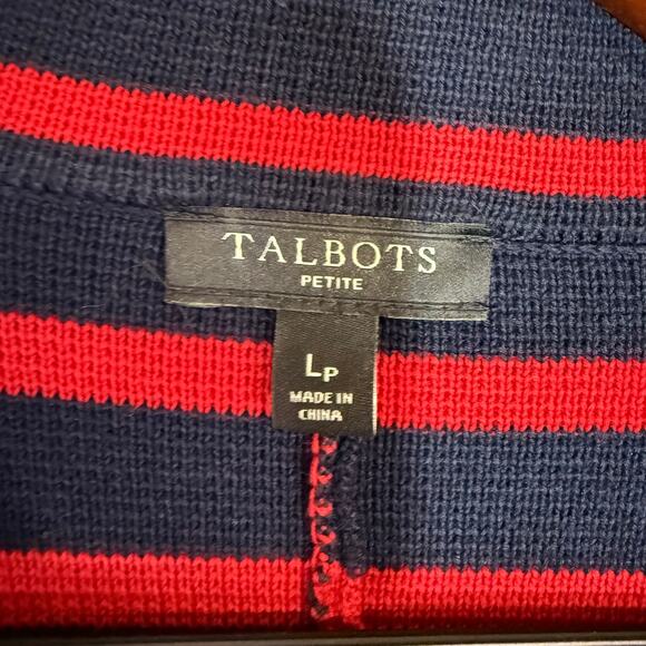 Talbots Striped Large Petite Double-Breasted Jacket Nautical Preppy‎ Twee Posh - Picture 6 of 11